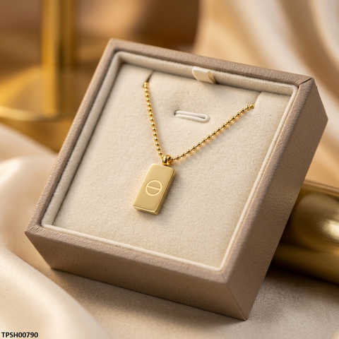 TPSH00790 MSJ Stainless Steel Gold Brick Drop Pendant - TPSH
