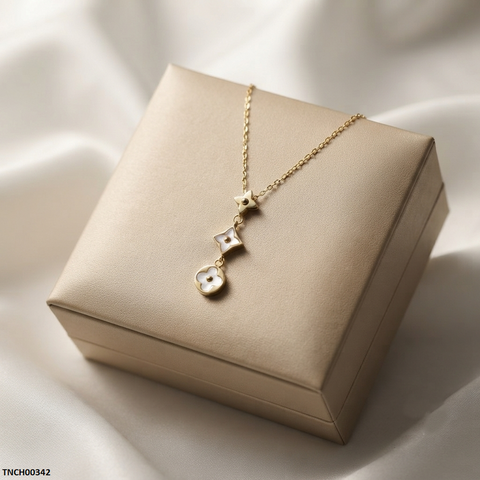 TNCH00342 QSJ Stainless Steel Star Round Drop Necklace - TNCH