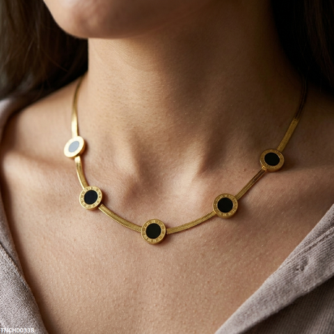 TNCH00338 MSJ Stainless Steel Round Necklace - TNCH