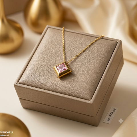 TPSH00822 MSJ Stainless Steel Square  Drop Pendant - TPSH
