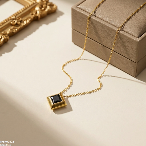 TPSH00822 MSJ Stainless Steel Square  Drop Pendant - TPSH
