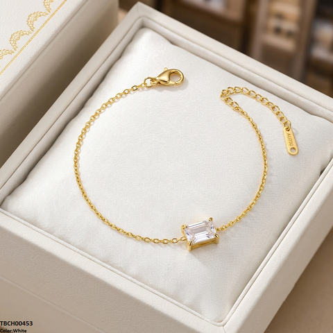 TBCH00543 MSJ Stainless Steel Square Stone Bracelet - TBCH