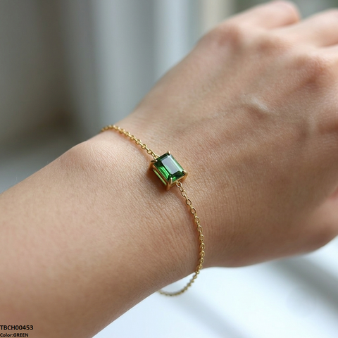 TBCH00543 MSJ Stainless Steel Square Stone Bracelet - TBCH