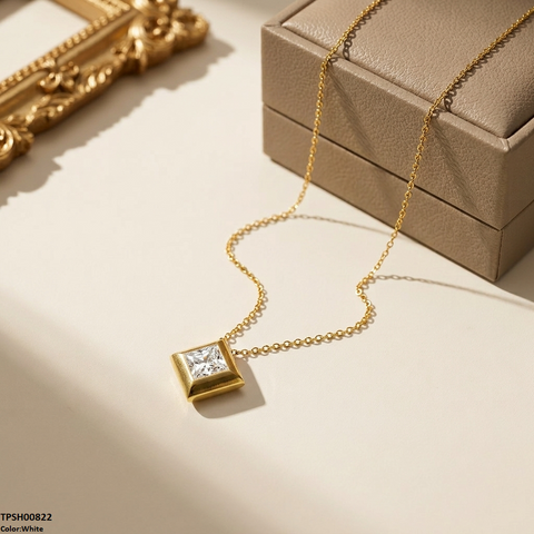 TPSH00822 MSJ Stainless Steel Square  Drop Pendant - TPSH