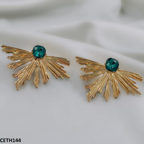 These elegant CETH114 YYE Peacock Leaf Studs from TJ Wholesale Pakistan are the perfect fashion accessory to complement any outfit. Made from high-quality materials, they offer a touch of sophistication and style. Elevate your fashion game with these stunning artificial jewelry pieces.