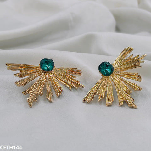 These elegant CETH114 YYE Peacock Leaf Studs from TJ Wholesale Pakistan are the perfect fashion accessory to complement any outfit. Made from high-quality materials, they offer a touch of sophistication and style. Elevate your fashion game with these stunning artificial jewelry pieces.
