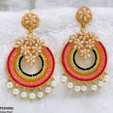 PEDH081 FRN Rainbow Pearl Drop Earrings- PEDH