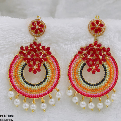 PEDH081 FRN Rainbow Pearl Drop Earrings- PEDH