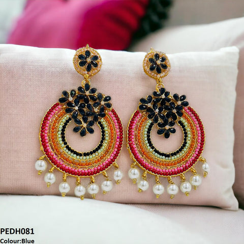 PEDH081 FRN Rainbow Pearl Drop Earrings- PEDH