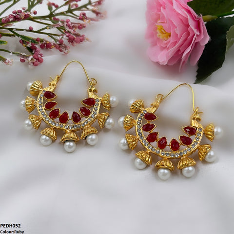 PEDH052 FRN Pear Temple Ear Hoops Pair - PEDH