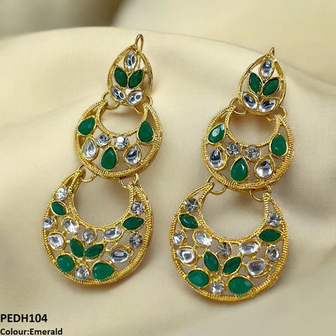 PEDH104 FRN Double Moon Drop Earrings  - PEDH