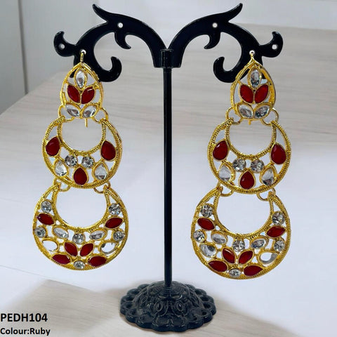PEDH104 FRN Double Moon Drop Earrings  - PEDH