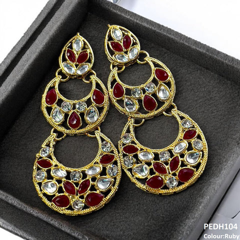 PEDH104 FRN Double Moon Drop Earrings  - PEDH