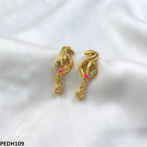 PEDH109 MZM Covered Leaf Round Drop Earrings  - PEDH