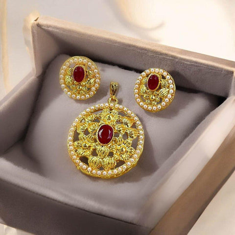 PPSH00250 MZM Flower Oval Pendant Set
