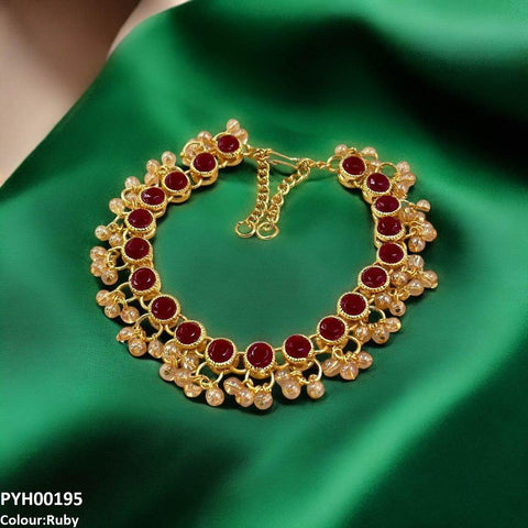 PYH00195 FRN Round Pearl Drop Single Anklet - PYH