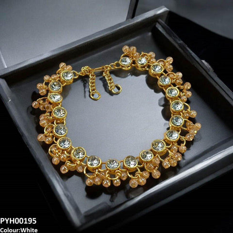 PYH00195 FRN Round Pearl Drop Single Anklet - PYH