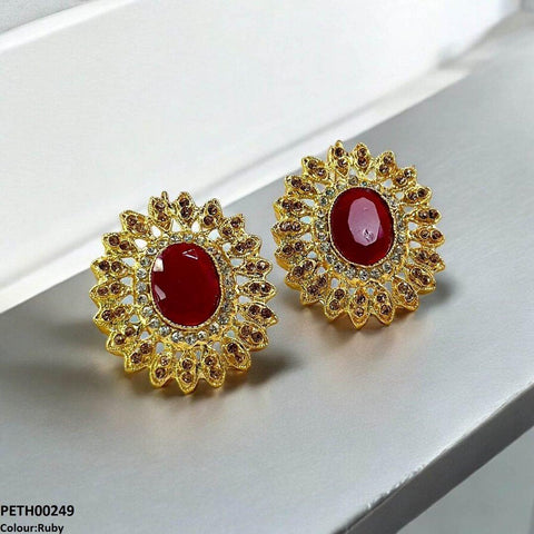 PETH00249 FRN Oval Flower Tops Pair - PETH