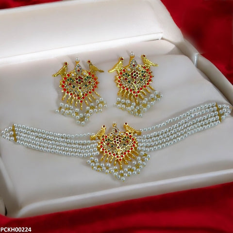 PCKH00224 MZM Multi Stone Pearl Choker Set - PCKH