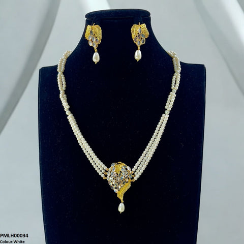 PMLH00034 FRN Leaf Pearl Drop Mala Set - PMLH