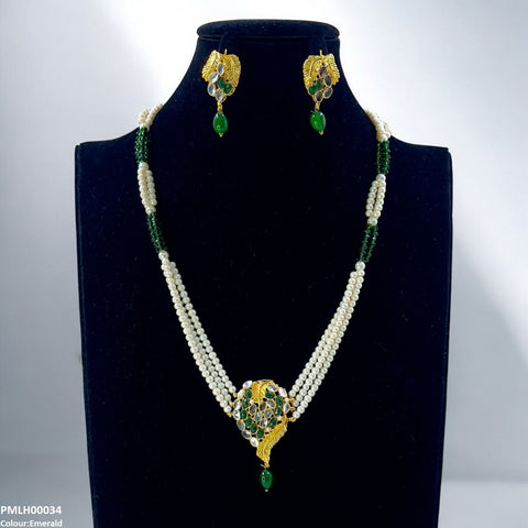 PMLH00034 FRN Leaf Pearl Drop Mala Set - PMLH