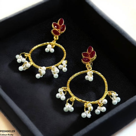 PEDH00129 FRN Tear Round Drop Earrings - PEDH