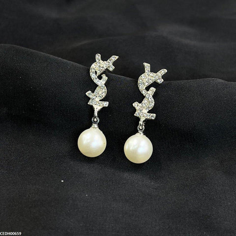 CEDH00659 SDQ Pearl Drop Earrings - CEDH