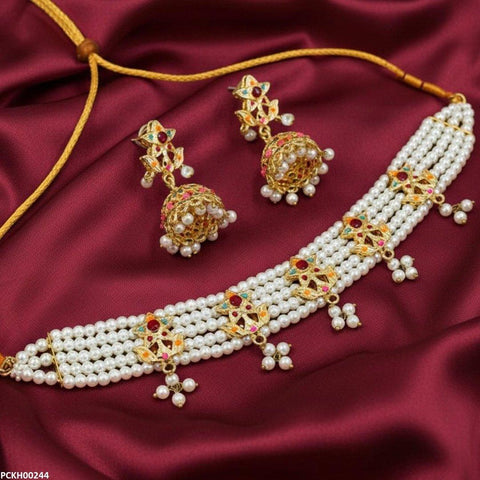 PCKH00244 MZM Multi Star Pearl Drop Choker Set - PCKH