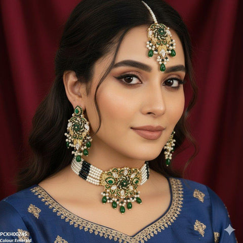 PCKH00245 SDQ Tear Flower Pearl Choker Set - PCKH