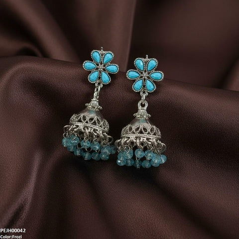 PEJH00042 SDQ Flower Pearl Drop Jhumki - PEJH