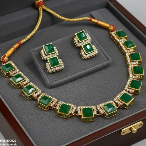 PNSH00022 FRN Square Necklace Set - PNSH