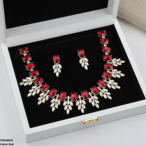 TNSH059 SDQ Oval Pear Necklace Set - TNSH