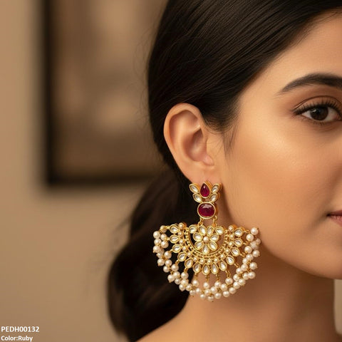 PEDH00132 MZM Oval/Tear Pearl Drop Earrings - PEDH