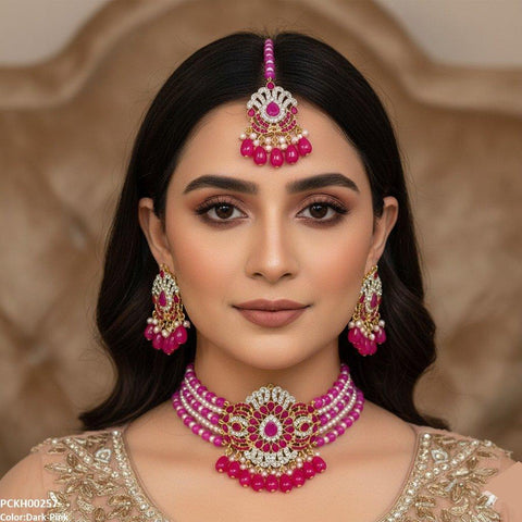 PCKH00257 SDQ Tear Pearl Drop Choker Set - PCKH