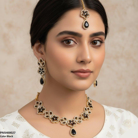 PNSH00027 FRN Tear Flower Necklace Set - PNSH