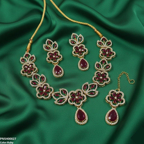 PNSH00027 FRN Tear Flower Necklace Set - PNSH