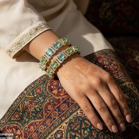 LBH00004 ANI Rectangle Stone Bangle Set - LBH