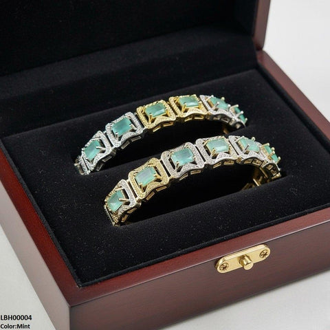 LBH00004 ANI Rectangle Stone Bangle Set - LBH