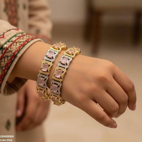 LBH00004 ANI Rectangle Stone Bangle Set - LBH