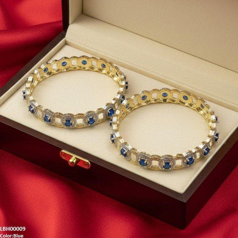 LBH00009 ANI Round Stone Linked Bangle Set - LBH