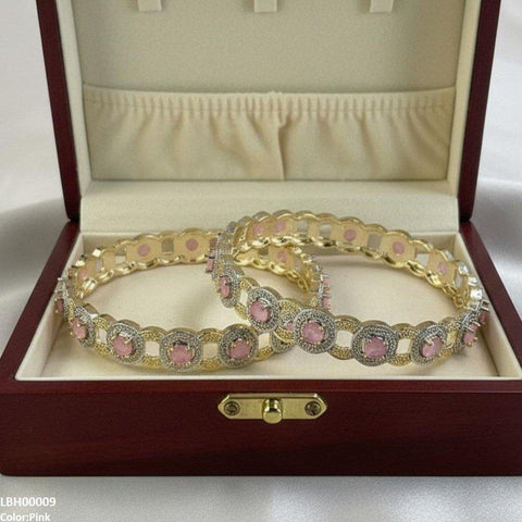 LBH00009 ANI Round Stone Linked Bangle Set - LBH
