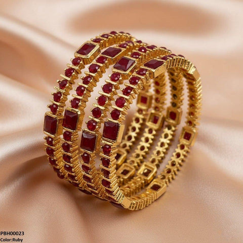 PBH00023 SDQ Square Round 4 Pcs Of Bangles Set - PBH