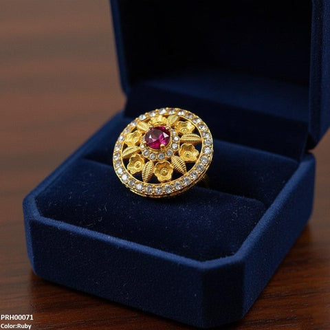 PRH00071 FRN Round Flower Ring Adjustable - PRH