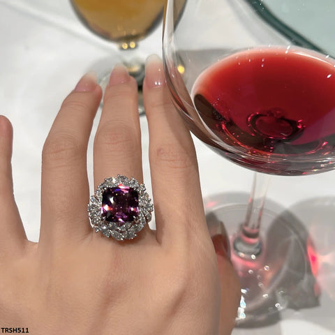 TRSH511 CJD Imp Square Flower Ring Adjustable- TRSH