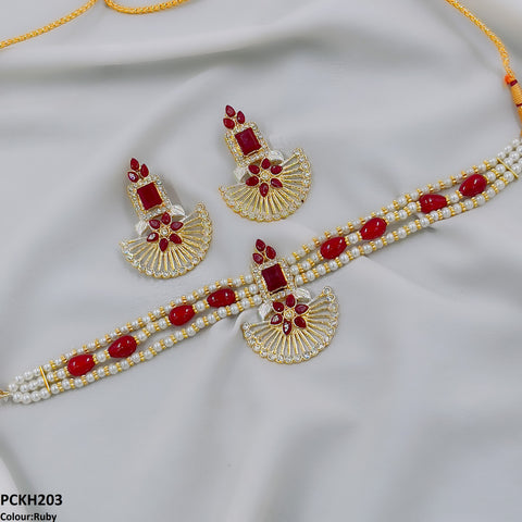 PCKH203 SDQ Square Flower Choker Set - PCKH