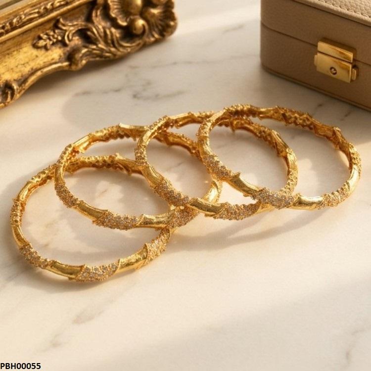 PBH00055  MZM Cross Stone Bangles 4 Pcs Set - PBRH