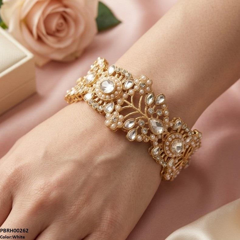 PBRH00262 MZM Oval/Tear Flower Adjustable Bangle - PBRH