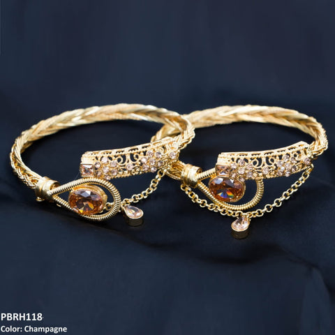 PBRH118 MZM Flower Bangles Pair - PBRH