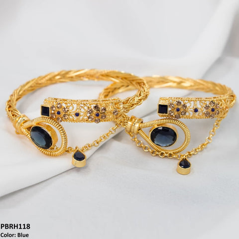 PBRH118 MZM Flower Bangles Pair - PBRH
