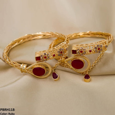 PBRH118 MZM Flower Bangles Pair - PBRH